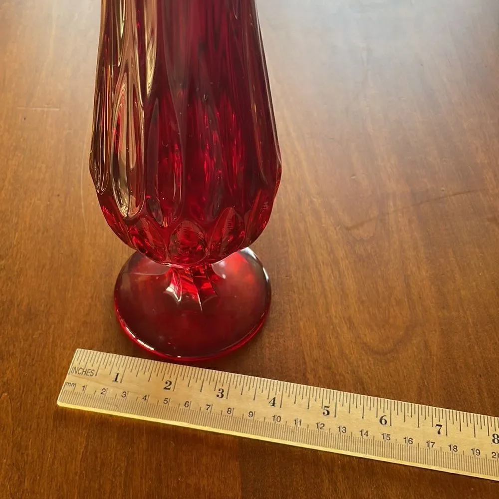 Vintage Fenton Ruby Thumbprint Swung Glass Vase